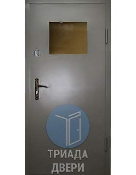 одностворчатая тамбурная дверь из стали со стеклопакетом сверху
