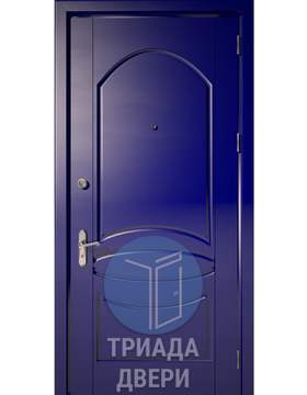 трехконтурная наружная дверь с мдф и ручкой на планке