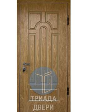 уличная трехконтурная дверь с одной створкой и мдф отделкой
